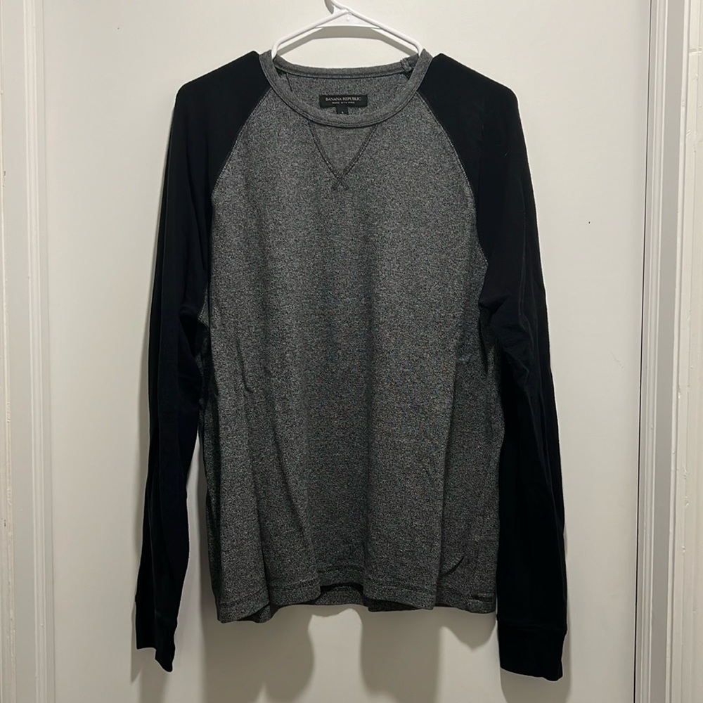 Banana Republic Black and Gray Mens Sweater Size Large
